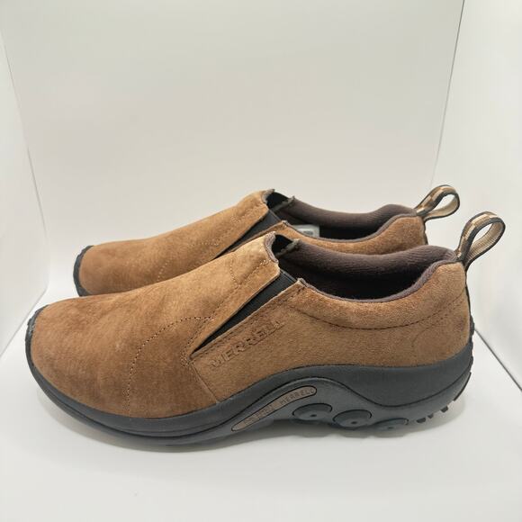Merrell Men’s Jungle Moc Dark Earth Brown Suede Leather Shoe Boot- Size 10.5